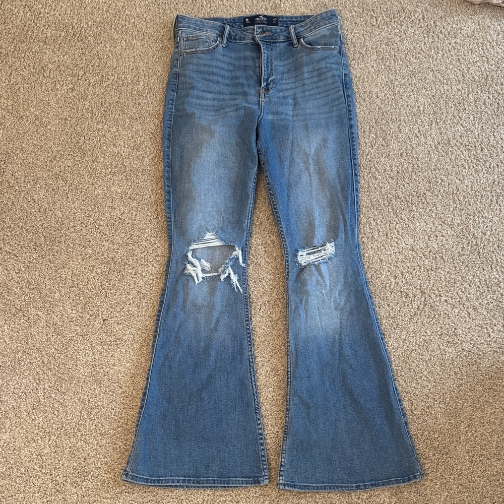 Hollister Distressed Blue Flare Jeans